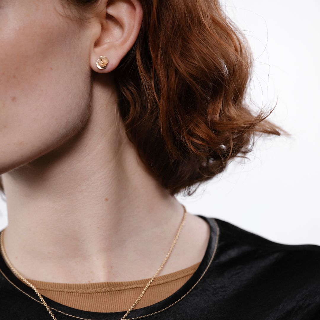 Kalevala Summer Night Rose, Earrings, Mini, Yellow Gold