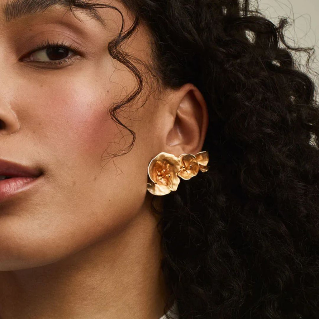 Kalevala Summer Night Rose, large earrings, bronze