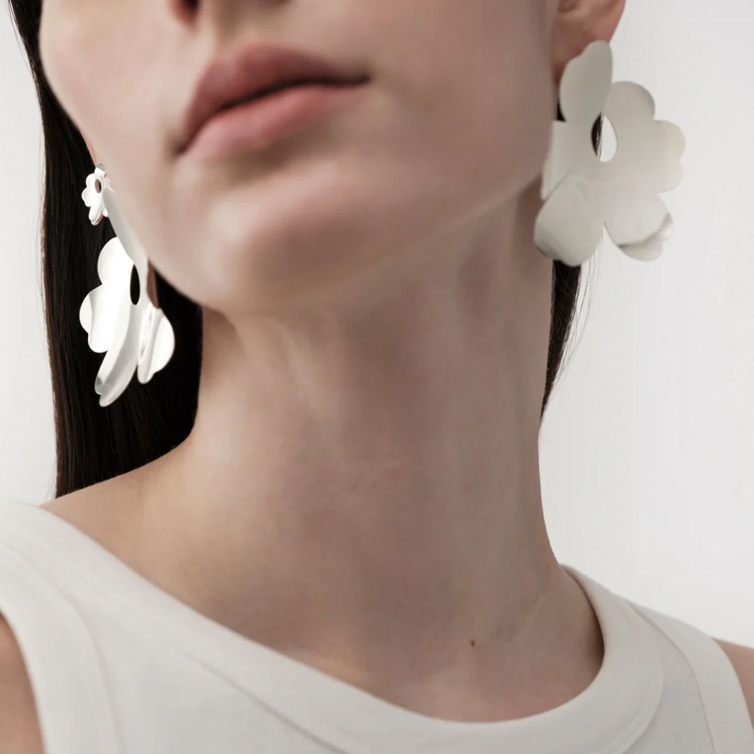 Kalevala x Marimekko Unikko Large Earrings, Silver