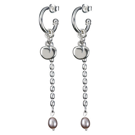 Kalevala Twinflower earrings, silver, with pink beads, Kalevala Modern