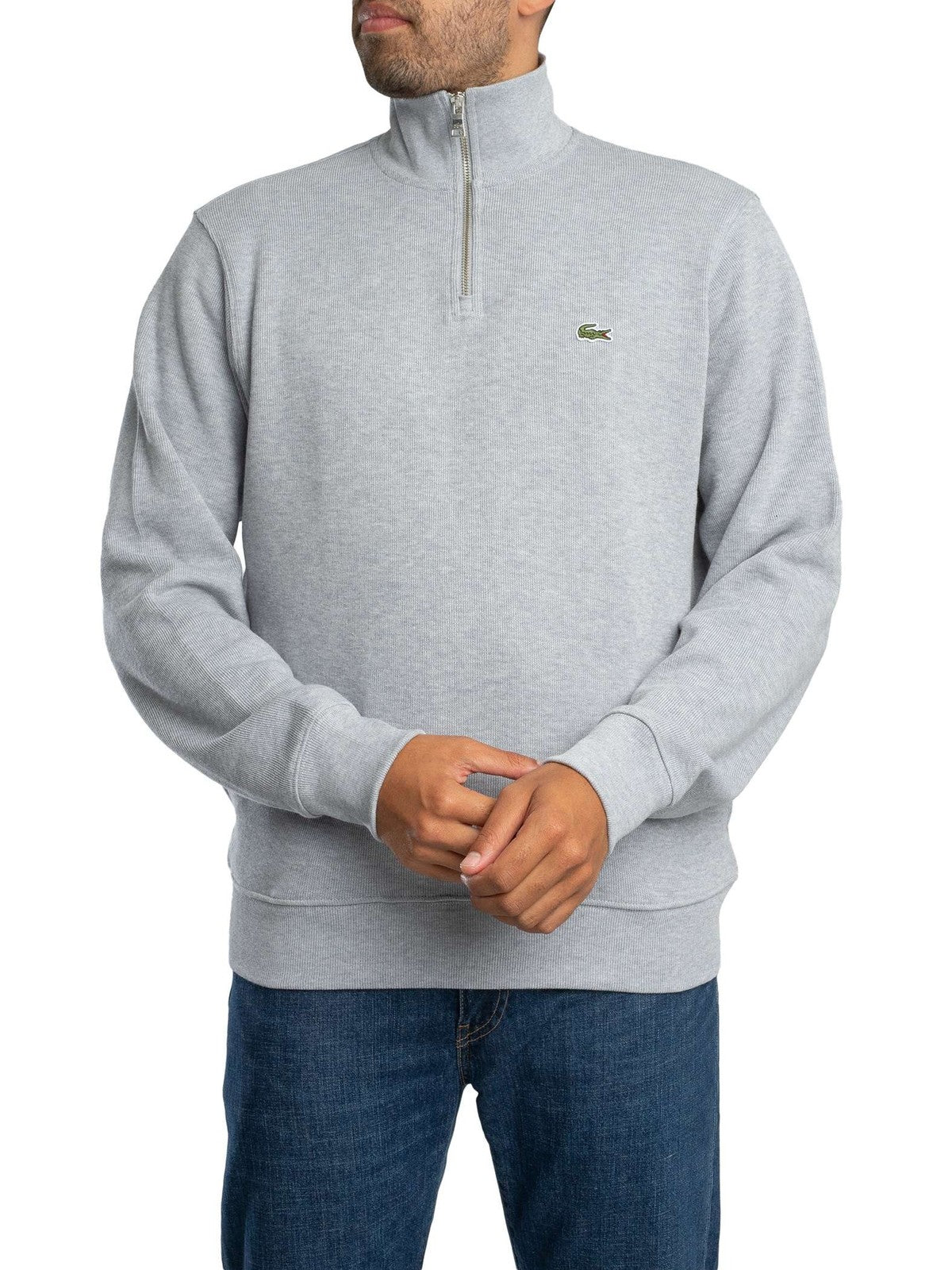 Lacoste Men's Zip Collar Sweatshirt, Grey