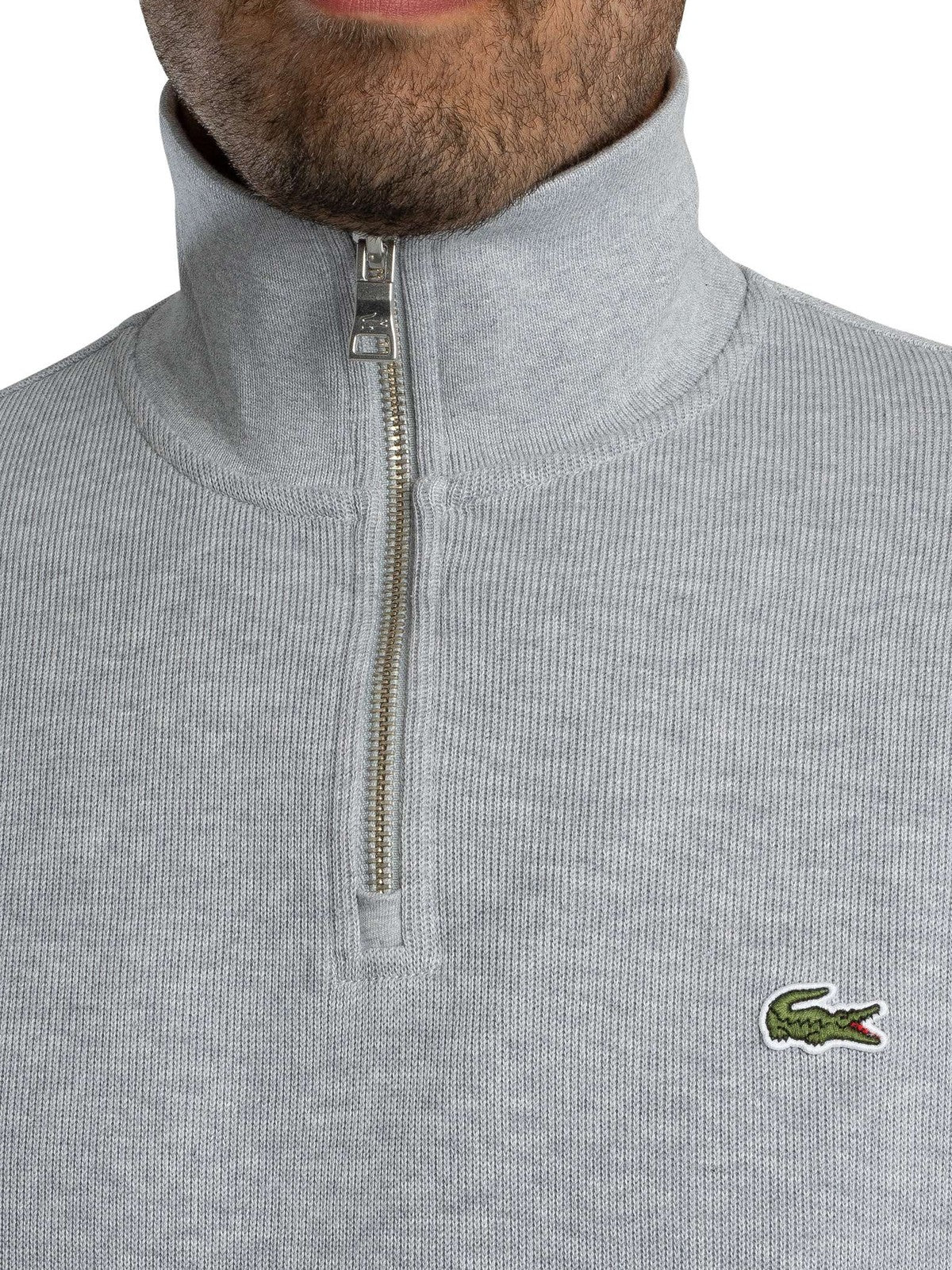 Lacoste Men's Zip Collar Sweatshirt, Grey
